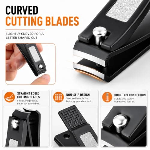ESSBES Nail Clippers Set, Ultra Sharp Stainless Steel Fingernail & Toenail Clippers with Nail File, Ergonomic Heavy Duty Nail Cutter Kit with Tin Case, Professional Manicure Grooming Set for Men Women — view 4