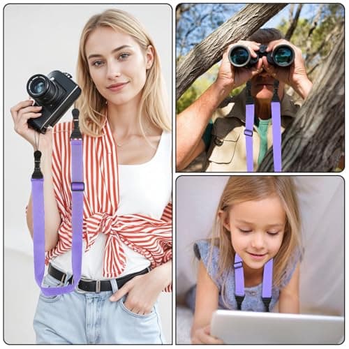 Mabor Adjustable Camera Neck Strap - Universal Tablet Shoulder Strap for Binocular, Laptop, Phone - Purple Nylon Lanyard — view 5