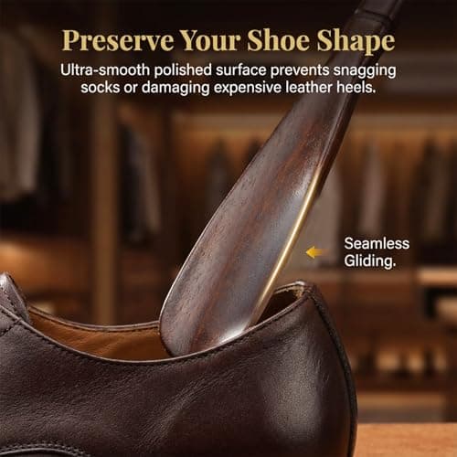 Xelsluthe Wooden Shoe Horn 12.52" Shoe Horn Long Handle Travel Shoes Horns Easy Wear Helper Durablility Boot Jack for Seniors Men Women — view 6