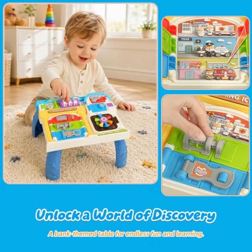 Mostop Busy Board for Toddlers with 7 Locks & Lights Sounds, Travel Activity Board for Plane Car Journeys, Portable Sensory Toy for Boys Girls Age, Ideal for Restaurant Visit Family Trips — view 6