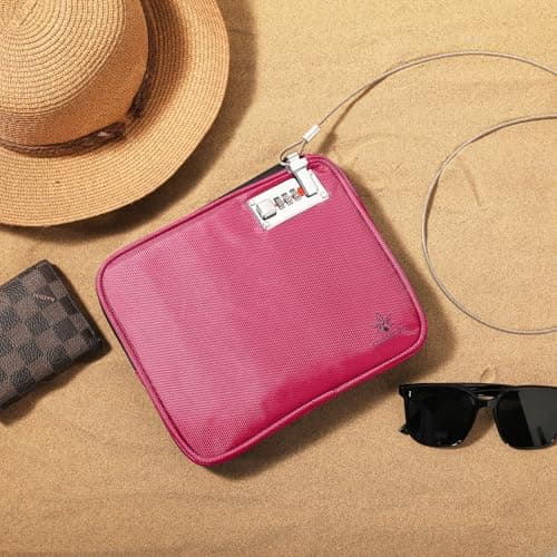 KOSMCCO Anti Theft Beach Locking Bag, Portable Travel Safe, Rose Red — view 2