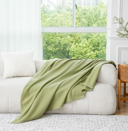 Adore Home Soft Warm Polar Fleece Blanket Large - Cosy Throw for Sofa, Bed, Travel, Car and Camping, 120x150cm, Green — view 2