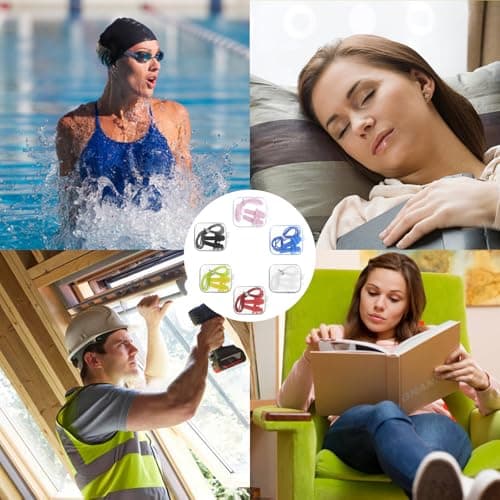 6 Pairs Corded Earplug Silicone Earplugs, Noise Cancelling Ear Plugs,Reusable earplugs for Sleeping, Work, Studying, Travel, Shooting Range and More — view 6