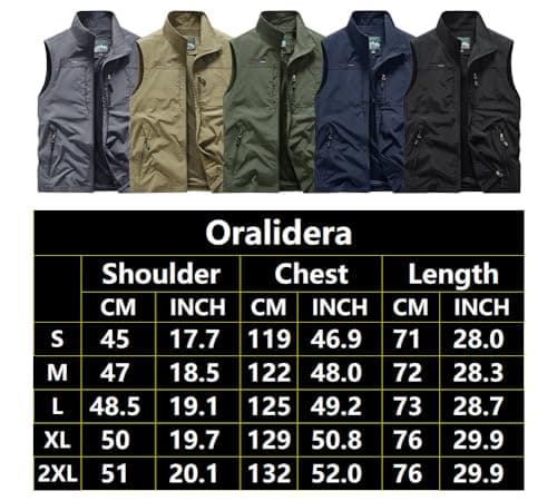 Oralidera Men's Multi Pocket Mesh Vest Sleeveless Top Jacket Outdoor Fishing Camping Waistcoat Travelling Hiking Gilet, Khaki, L — view 5