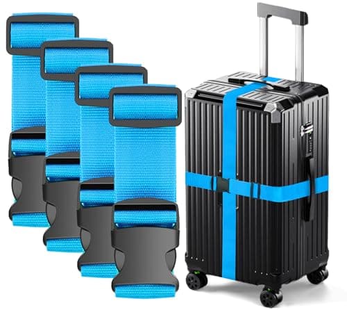 Ninmaofly 4 Pcs Luggage Straps for Suitcases, Adjustable Suitcase Straps