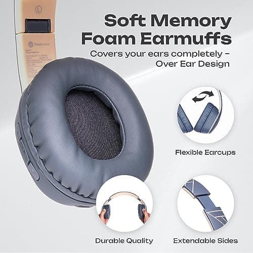 PowerLocus Wireless Headphones Over Ear, Bluetooth Headphones Over Ear, 50 Hours Playtime, Foldable Headphones with Built-in Microphone, Hi-Fi Stereo, Lightweight and Wired Mode for Phone Travel PC — view 5