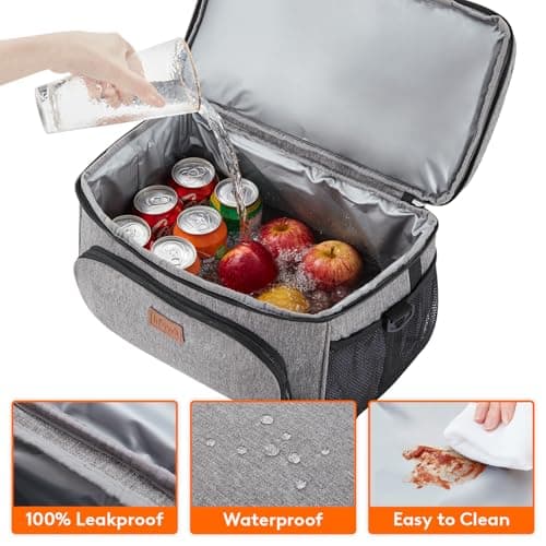 Lifewit 23L Insulated Cooler Bag, Double Compartment Refrigerant Bag, Grey — view 4