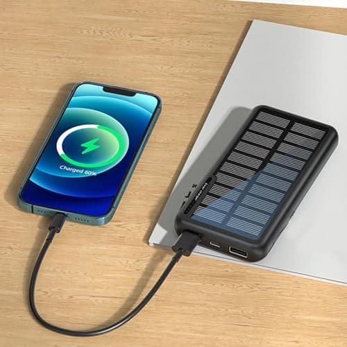 Portable Phone Charger, 10000mAh Solar Bank, Slim Charging Device, Lightweight Battery Pack, Ideal for Backpacking, Hiking, Travel, Outdoor Activities, 5.59x2.72x0.67in — view 4