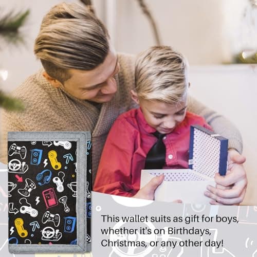 CenviaLuxy Boys Wallet for Teenagers, Trifold Kids Wallet for Boys with Lanyard and Carabiner, Coin Pocket, Card Holder, Keychain Holder, Zipper Kids Purse for Teen Boys Birthday Gifts (Game Console) — view 6