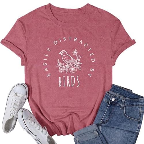 2026 New Womens Crew Neck T Shirt Rolled Sleeve Printed Casual Tee Easy Fit Airy Touch Summer Top for City Break Holiday Shorts Daily Wear Simple Layering Pink S