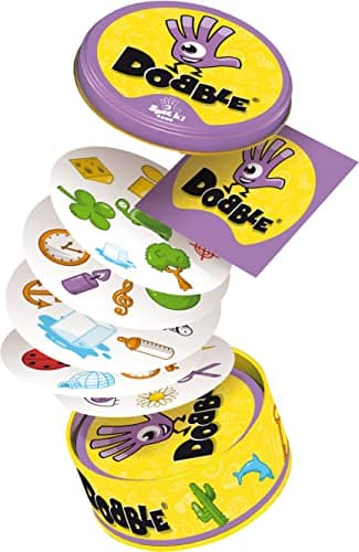 Asmodee | Dobble | Fun Family Card Game | Fast-Paced Observation Game | 15 Min Playtime | 2-8 Players | Ages 6 and up | Tin Box & 55 Cards