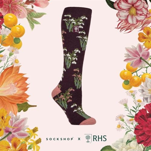 HEAT HOLDERS RHS The Royal Horticultural Society Women's Thermal Socks x RHS 1.6 TOG, Warm, Wellington Boot Socks, Fruit, Floral & Botanical Patterned, Gift, 1 Pair Size 4-8 Snowdrops Mulberry 4-8 — view 5