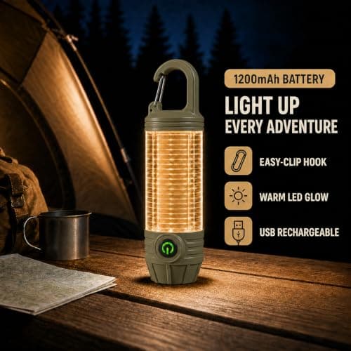 LED Camping lamp Tent lamp Rechargeable Torch 6 Lighting Modes with Hook — view 6