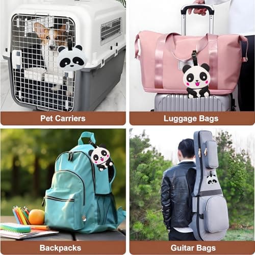 Generic 2PCS Cute Panda Suitcase Tags with Name ID Card, Silicone Secure Luggage Labels for Travel, Perfect to Quickly Spot, Baggage Labels, Handbag Tag for Kids Boys Girls — view 5