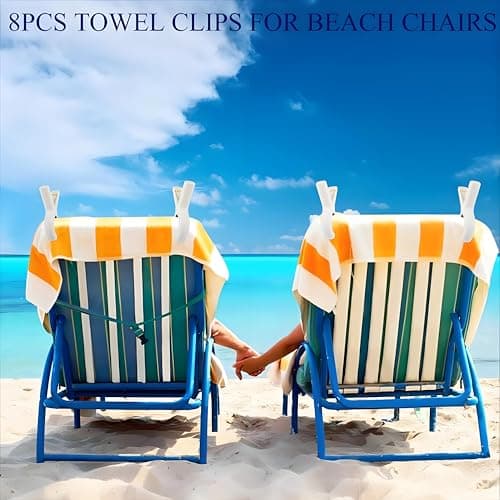 8 Pcs Beach Towel Clips,Towel Clips for Sun Loungers,Large Towel Clips,Sunbed Towel Clips,Strong Grip Clothes Pegs for Sun Lounger, Laundry, Sunbeds,Pool Chairs, for Beach, Pool,Garden — view 2