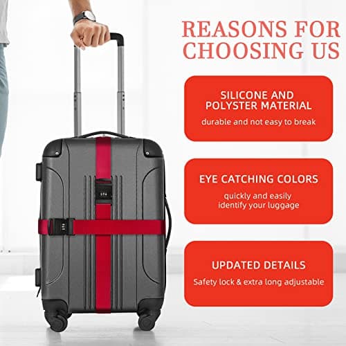 Luggage Straps for Suitcases,4Pack Suitcase Strap with Password Lock — view 4