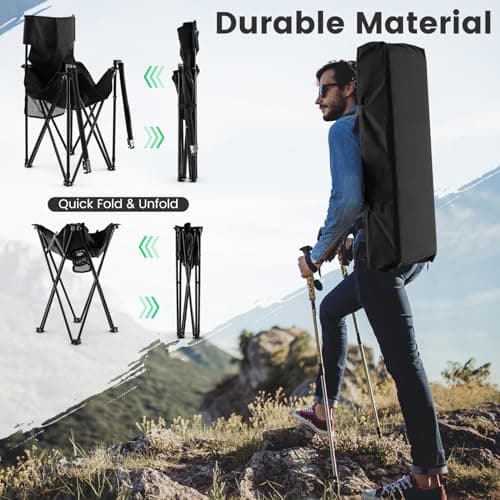COSTWAY 3 Piece Foldable Camping Chairs and Table Set, Portable Picnic Table with 2 Chairs, Cup Holders, Side Pockets & Carrying Bag, Outdoor Lightweight Table Chair Set for Hiking RV Travel — view 5