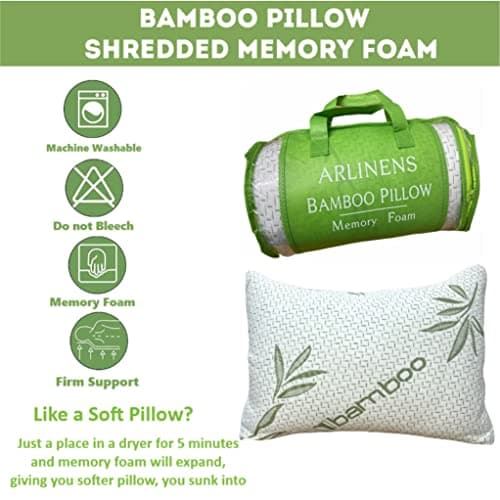 ARLINENS 3 Pack Bamboo Memory Foam Pillow Neck & Shoulder Support Orthopaedic Pillow Sleeping Comfortable Bed Pillows removable Cover, Anti-Bacterial Support,Pain Relief Pillows, 70x40 cm — view 3