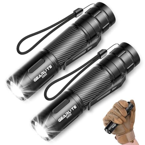 GEARLITE Torch Rechargeable 2 Pack, 2000LM Super Bright Torch with Clip