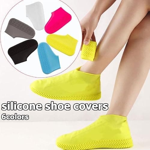 Boolavard Silicone Waterproof Shoe Covers, reusable upgraded overshoes with waterproof zipper, Resistant Rain Boots Non-Slip Washable Protection for Women, Men (L, Yellow) — view 6