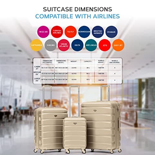 Flight Knight Lightweight 4 Wheel ABS Hard Case Medium Suitcase Approved for Over 100 Airlines Including easyJet, British Airways, Ryanair, Jet2, Emirates & Many More - Check-in Medium Size 25" — view 3