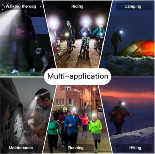 KunHe 20 Pack Rechargeable LED Head Torch with Motion Sensor, 10 Light Modes, Hands-Free Headlamp for Camping, Hiking, Running, Cycling, Fishing & Emergency Use — view 6