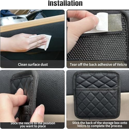 EujRcf 3-Pack Car Side Pocket Organizers, Black Car Seat Gap Filler Organizer, Car Storage, Universal Self-adhesive Storage Pouch for Car Door & Seat Gap, Holds Phones, Glasses, Keys, Cards & Coins — view 5