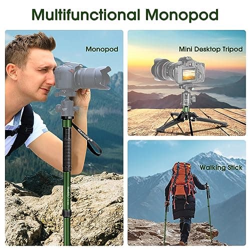 Manbily Monopods for Cameras 71-in with Feet, Walking Stick Stand 180cm Camera Monopod Mount Aluminum Lightweight with Tripod Base 5 Sections Max 22lbs For Travel DSLR Canon Nikon Sony Video Camcorder — view 5