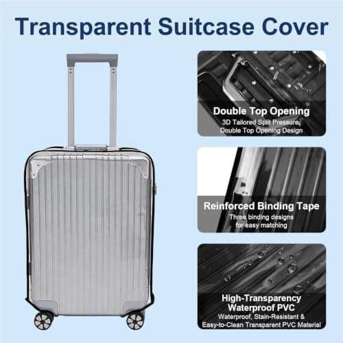 Fawley Clear PVC Suitcase Cover, Waterproof Suitcase Cover Protector Travel Luggage Covers with Reinforced Edge Dustproof and Scratchproof Suitable Protection Bag for Wheeled Trolley Case (28in) — view 3