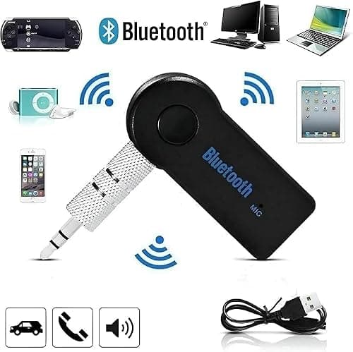 Wireless Bluetooth 3.5mm AUX Adapter, Noise Cancelling,Portable Audio WirelessTransmitter PC home Stereo, Car Receiver With Microphone, Hands-free Calls, Plug and Play — view 2