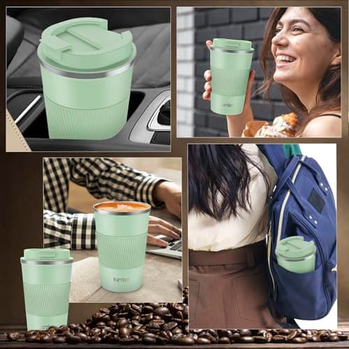 KETIEE Travel Mug Insulated With Leakproof Lid, Reusable Double Walled Coffee Cup, Stainless Steel for Hot Cold Drinks, 380ml Ice Green — view 4