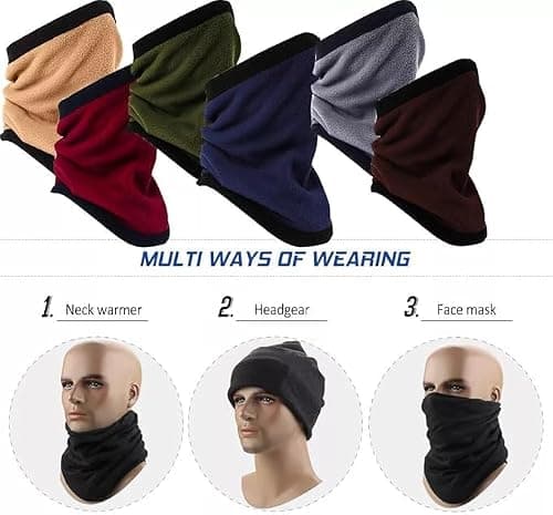 Polar Fleece Thermal Neck Warmer One Size Winter Sports Gaiter Face Mask Snood Hat Scarf For Chilly Cold Weather Windproof Keep Warm For Men Women (Grey, One Size) — view 5