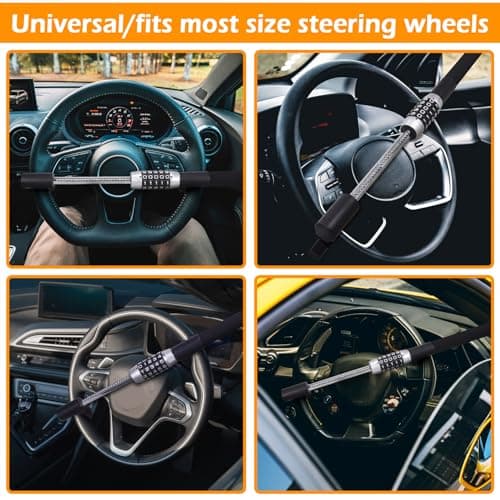 Turnart Steering Wheel Lock 5 Digit Combination Heavy Duty Lock Anti-Theft Keyless Password Vehicle Security Device Universal Fit for Cars Trucks Vans and Suvs — view 5