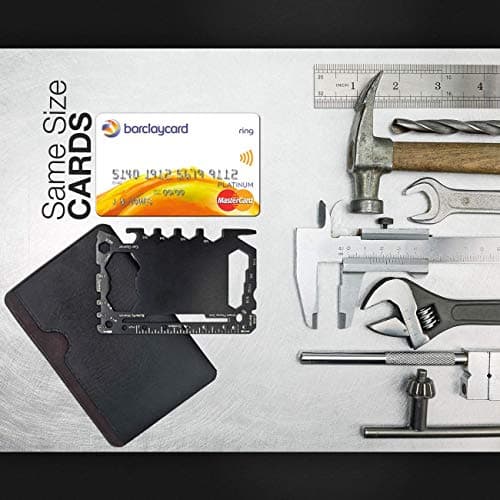 Multi Tool Card Size Gadget Wallet Set - 46 in 1 Pocket kit | Outdoor Camping Multitool Accessories | Stainless Steel | Perfect for Men British Presents | UK Union Flag - Union Jack Flag Coloured — view 2