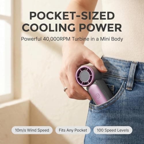 dididudi 3Pack Portable Turbo Handheld Fan, Mini USB Rechargeable Personal Pocket Fan, 5 Adjustable Speeds Small Travel Cooling Fan with LED Digital Display, Hand Held Fan for Outdoor Office Travel — view 4