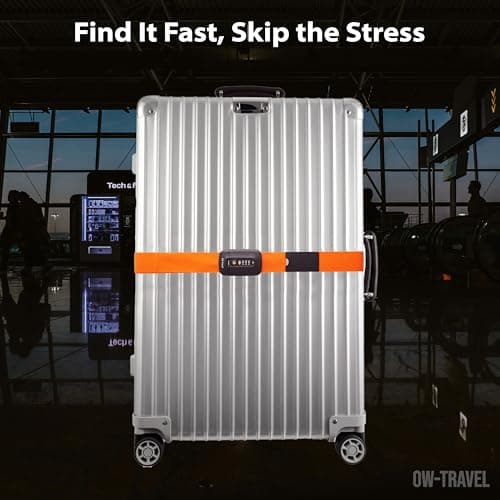OW-Travel Lockable Luggage Straps for Suitcases with TSA Lock, Orange — view 4