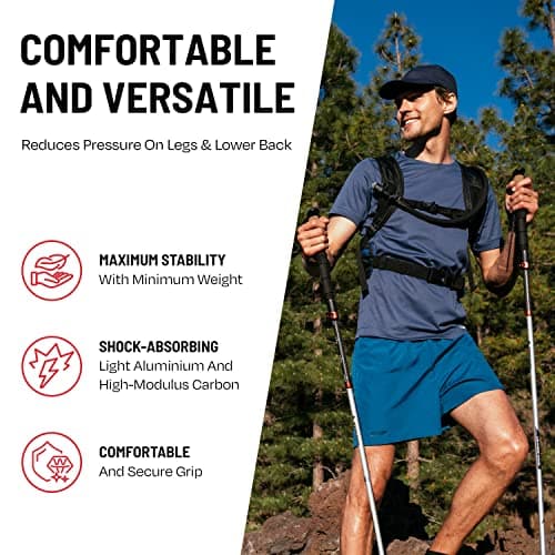 ATACAMA Lightweight Aluminium and Carbon Foldable Hiking Sticks with Cork Handle - Adjustable Telescopic Hiking Poles - Folding Walking Sticks For Women - Nordic Walking Poles Men - Hiking Accessories — view 6
