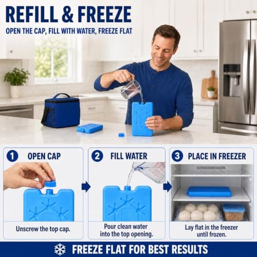 Tinminx 2 Pack Blue Freezer Blocks, Reusable Ice Packs with PP Outer Shell, Slim Leak-Resistant Cool Blocks for Cooler Bags, Lunch Boxes, Picnic Bags, Camping and Travel — view 5