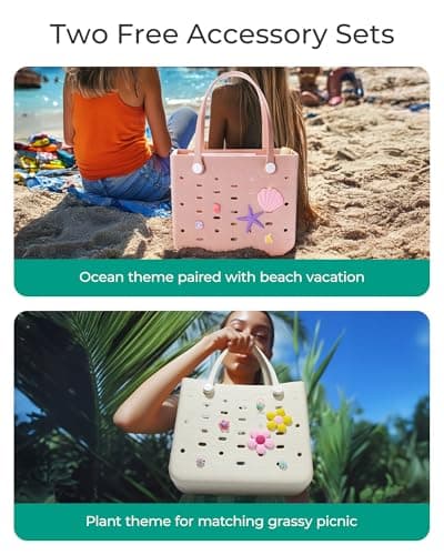 bagsmart Beach Bag for Women, Water-resistant Rubber Tote Bag with DIY Accessories and detachable wet pocket, Sandproof Vacation Essentials for Summer Swim Cruise Pool — view 6