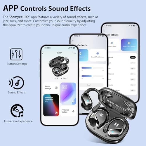 Wireless Earbuds Sports, 75Hrs Bluetooth 5.4 Headphones with App Custom EQ — view 2
