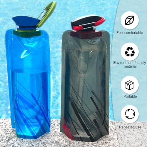 hautllaif 700ml Large Foldable Water Bottle Fully Collapsible Stock Bottle, Portable Water Bottle for Running Cycling outdoor,3 Pack — view 4
