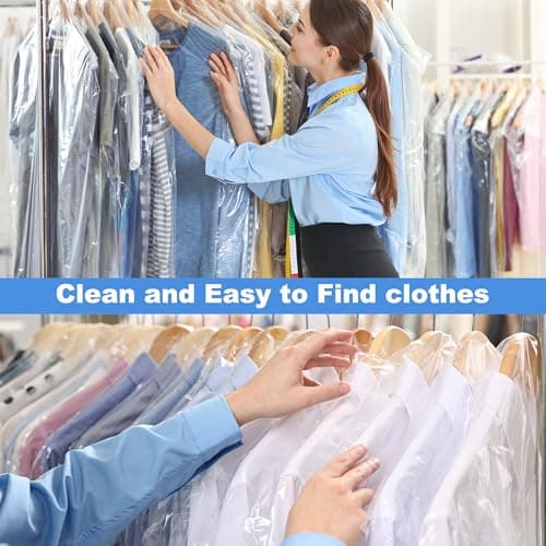 AZKEEGREY 100 Pcs Clear Dry Cleaning Bags for Clothes 60 x 90 cm — view 6