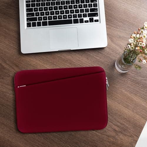 BAAGOAZ 14 Inch Laptop Sleeve with Hidden Front Pocket, Red — view 5