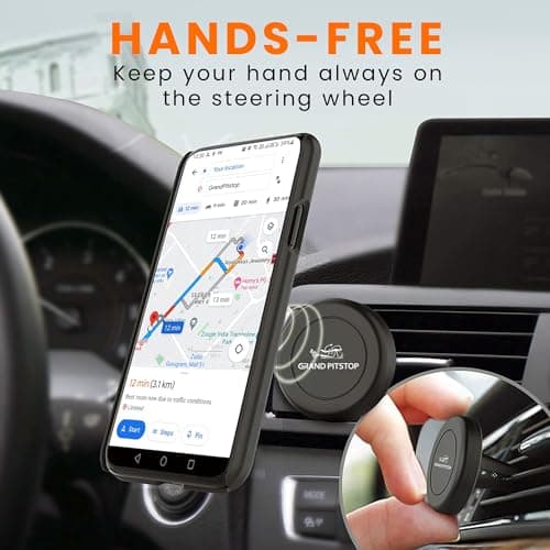 GRAND PITSTOP Universal Magnetic Air Vent Mount Car Mobile Holder Claw Grip Holder Sturdy Super Strong Magnetic Hold 360° Rotational Black — view 3