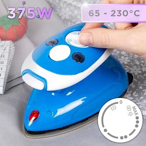Duronic Travel Iron SI2 BE 375W Mini Irons with Variable Temperature Portable 50ml Blue Steam Iron For Holiday Quilting Crafts Compact Design for Travelling — view 3