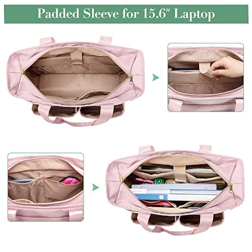 Fasrom Laptop Tote Bag for Work Women, for up to 15.6 Inches Laptop, Pink — view 3