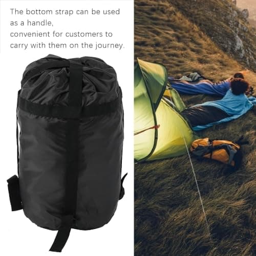 Chiffonade 2-Pack Compression Stuff Sacks Oxford Fabric Ultralight Sleeping Bag Compression Storage for Camping Hiking Travel 16.9x9.1in(Black) — view 5