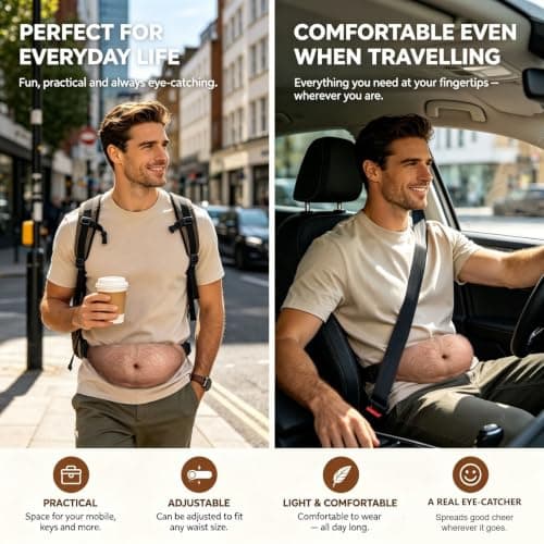 Fanny Pack for Men, Funny Fake Belly Waist Bag, Gifts for Men Him — view 6