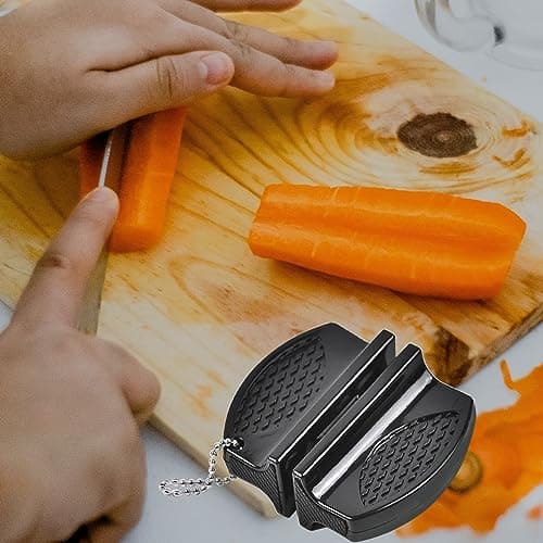 Luckious Compact Kitchen Knife Sharpener, Handy Dual-Sided Tool for Sharpening Knives at Home, Camping, Travel, or Outdoor BBQ — view 4