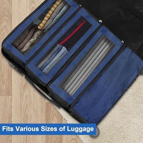 Olosar Suitcase Organizer, Travel Luggage Organizer Portable Hanging Travel Shelves Collapsible Hanging Packing Cubes for Carry on Suitcase, Navy blue-M, M, Modern — view 2